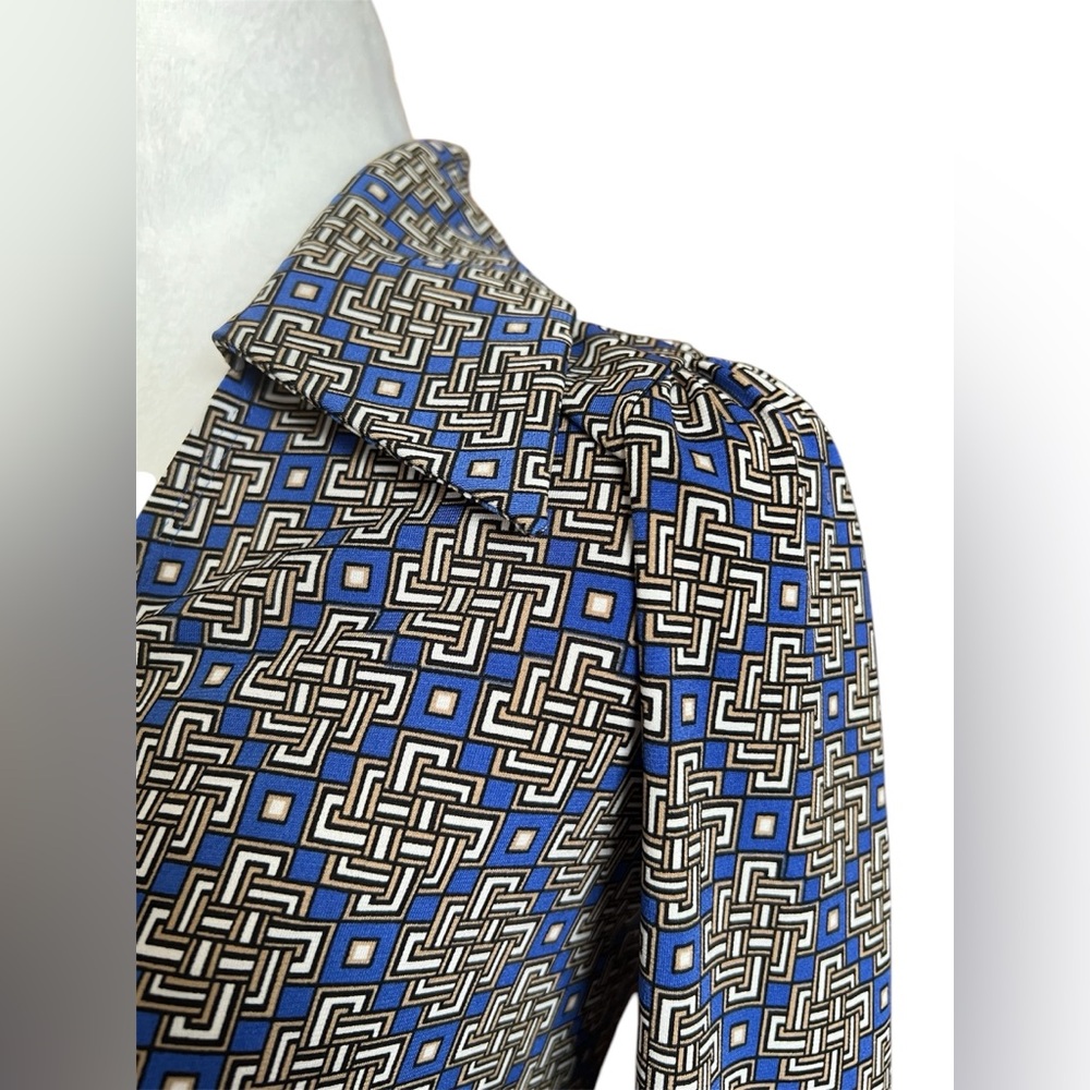 Laundry by Shelli Segal Wrap Dress XS Blue White, Greek Key Pattern - Picture 3 of 8